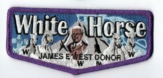 Boy Scout Oa 201 White Horse Lodge James E West Purple Mylar Border Flap
