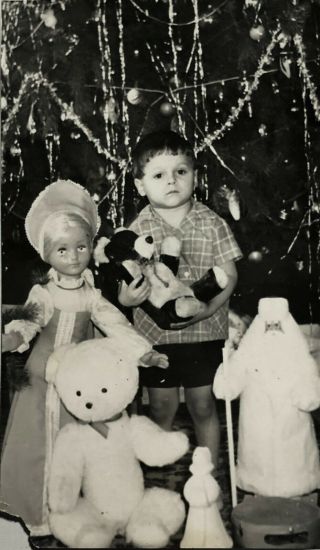 1975 Vintage Photo Soviet Russian Toys Christmas Tree Little Boy Сhild Photos