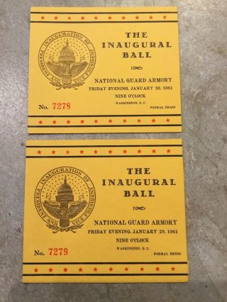 Kennedy Inaugural Ball Tickets Pair Jan.  20 1961
