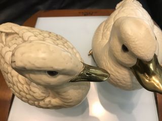 2 Vintage Duck Figurine ELLI MALEVOLTI Italy Brass Resin - one is 11” long and 9” 2