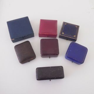Seven Fine Antique/vintage Tooled Leather Jewel Boxes