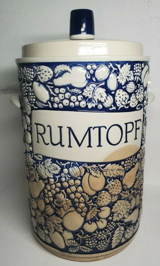 Vintage German Marzi & Remy Rumtopf Pot Stoneware Fruit Pattern Recipe C.  1960 - 70