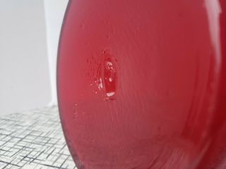 Blenko 920 Medium Ruby Red Glass Decanter Vase MCM Vintage (pretty clear) 3