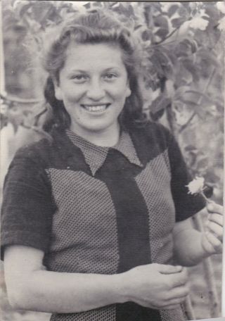 1950s Pretty Young Woman Girl With Flower Fashion Old Russian Soviet Photo