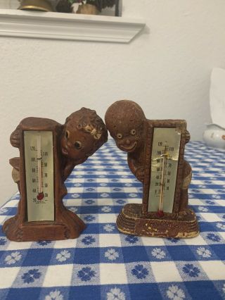 Vintage Americana Thermometer Pair - Boy & Girl