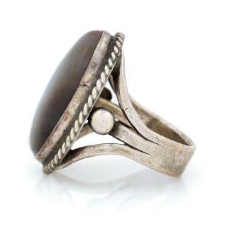 Antique Vintage Native Navajo Pawn 925 Sterling Silver Agate HUGE Ring Sz 6.  75 3