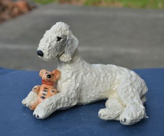Bedlington Terrier.  Handsculpted Ceramic.  Ooak.  Look