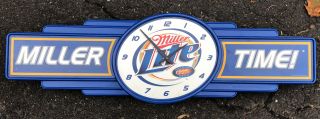 36 " Vintage Miller Lite Beer Lighted Clock Sign Miller Time Bar Light