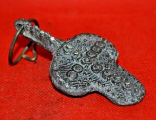 Rare Ancient Norse Viking Silvered Face Mask Pendant Amulet 9th - 12th Century Ad