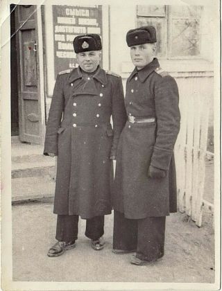 1950s Soviet Army Men In Military Uniform Officer Soldier Russian Vintage Photo