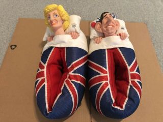 Rare 1988 Spitting Image Prince Charles Princess Diana Plush Slippers Size Large