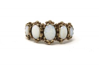 A Stunning Vintage Victorian Style 9ct Yellow Gold Opal Five Stone Ring 28210