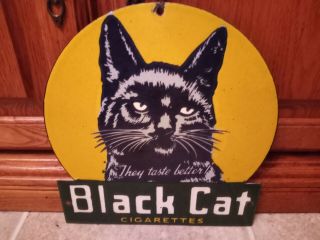Vintage Antique Black Cat Cigarettes Porcelain Sign (scarce) 12 Inch