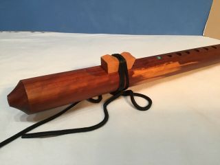 Vintage 2007 Butch Hall Native American Cedar Flute 146 Signed Turquoise Inlay