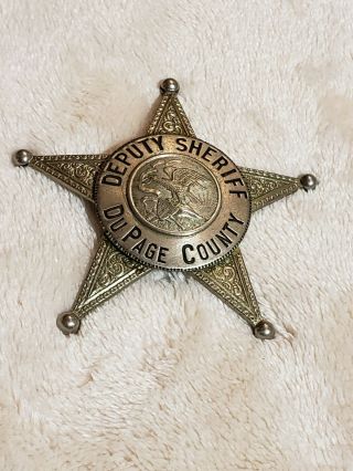 Vintage Du Page Co Illinois Deputy Sheriff 5 Point Star Badge 3 "