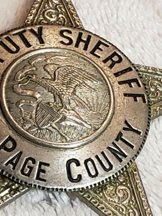 VINTAGE Du Page Co Illinois Deputy Sheriff 5 Point Star Badge 3 