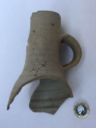 Medieval,  Tudor 15th 16th C German Stoneware Pottery Neck,  Found Thames London