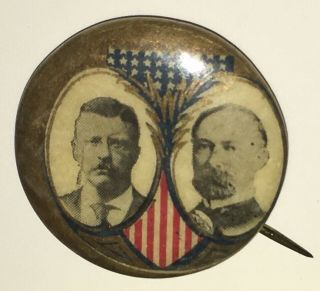 Rare 1904 Roosevelt - Fairbanks Pin Jugate Presidential Pinback By W.  F.  Miller