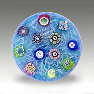 Vintage Perthshire Pp12 Millefiori On Muslin Glass Paperweight Signed Dated 1976