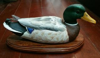 Hand Carved Wooden Mallard Duck Decoy By Robert Friday (angola Prison Inmate)