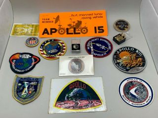 Vintage Nasa Apollo 12 Mission Patch,  Launch View Pass,  Lrv Items,