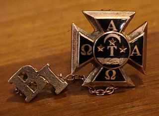 Vintage Alpha Tau Omega Fraternity Pin 10k Gold? Filled? - 3 Grams -