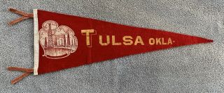 Vintage 1940’s Ok.  Travel Souvenir Collectible Tulsa Oklahoma Oil Field Pennant