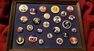 Vintage Presidential Campaign Buttons.  Paperwork On Back.  Rare