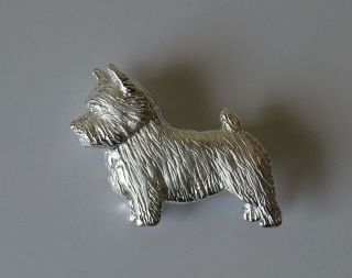 Large Sterling Silver Norwich Terrier Standing Study Brooch