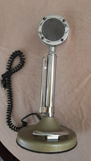 Vintage Astatic Lollipop Ham Cb Radio Microphone W/ Stand Base Side & Base Ptt