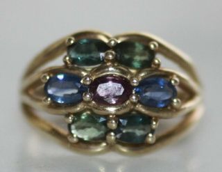 Vintage 10k Solid Gold Multi Gemstone Ring
