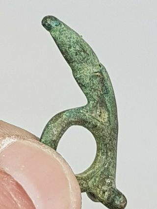 Extremely Rare Ancient Roman Bronze Phallic Fertility Phallus Pendant.  5,  7 Gr.  36m