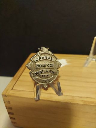 Antique Obsolete Walden Ny Fire Department Fireman Badge Marked Braxmar
