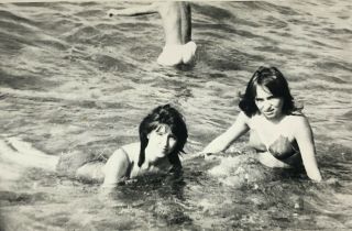 1970s Photo Russian Two Young Women Girls Girlfriends Swimsuit Posing In Water