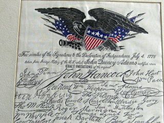 American Silk Label 1875 - 1975 Signatures DECLARATION of INDEPENDENCE 3