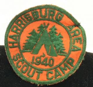 Rare 1940 Bsa Boy Scout Camp Patch Harrisburg Pa Area 2 3/4”.