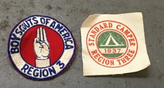 1937 Bsa Region 3 Standard Camper Canvas Tent Patch Boy Scouts & Region