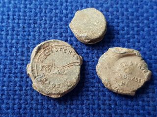 Lovely Trio Of Post Medieval Lead Bag Seals.  L58o