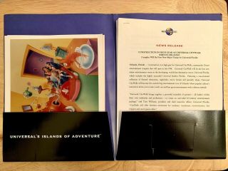 1997 Press Kit Announcing Universal Studios Fla Islands Of Adventure Marvel