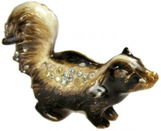 Jay Strongwater Enameled Cole Skunk Figurine With Swarovski Crystal Rhinestones