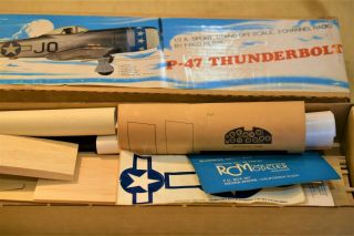 Vintage House Of Balsa Rc Airplane Kit P - 37 Thunderbolt 36 " Ws