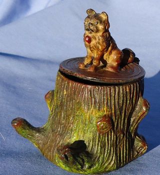 Antique Brussels Griffon Norwich Terrier Inkwell Heyde Dog Germany
