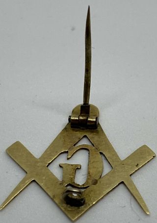 Vintage 14k Gold Masonic Blue Lodge Pin 2