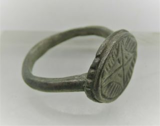 Ancient Byzantine Ar Silver Crusaders Ring With Star Of Bethlehem