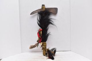 Vintage Native American Indian Ceremonial Tomahawk Axe Arizona Buffalo Hide Wrap
