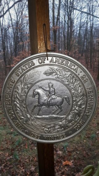 Vintage Large Cast Aluminum Seal Of The Confederate States Of America Plaque 13 "