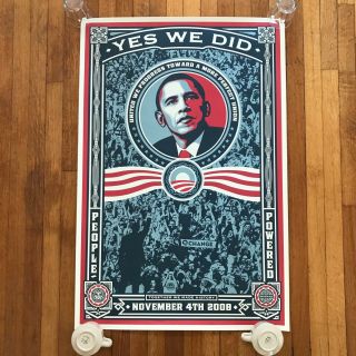Shephard Fairey Obama “yes We Did” 2008 Campaign 24x36 Print Moveon.  Org