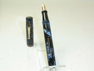 Vintage Waterman´s Blue Flaked Fountain Pen Semi Flex 14ct M Nib Serviced