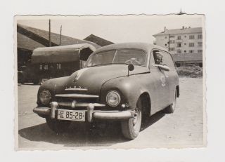 Man Pose In Old Skoda Car Vehicle Vintage Photo P51630