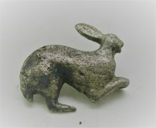 Circa 200 - 300 Ad Ancient Roman Silver Hare Fibula Brooch European Finds